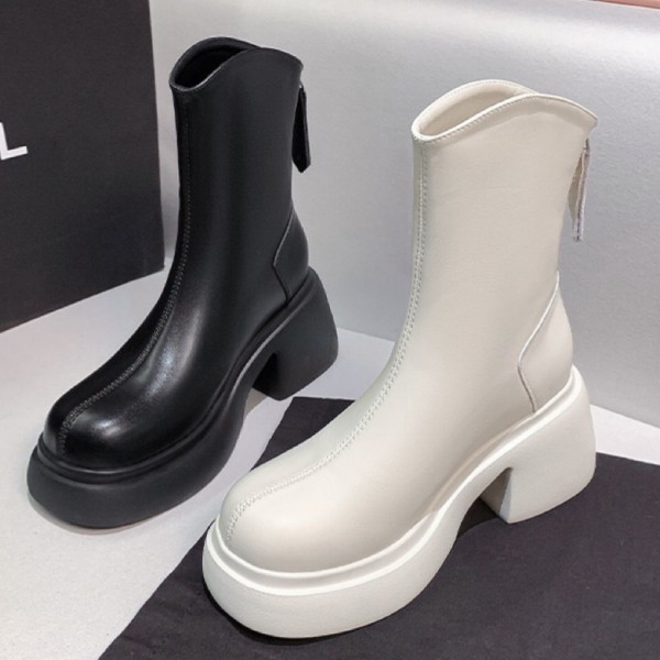 Leather Highcut Heel Boots