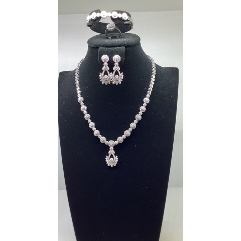 Trendz Fascination Silver Necklace Set 
