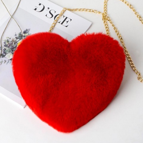Fashion Heart Fur Sling Bag